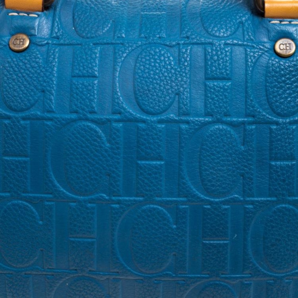 Carolina Herrera Andy bag medium size in turquoise Blue Leather. - Picture 3 of 9